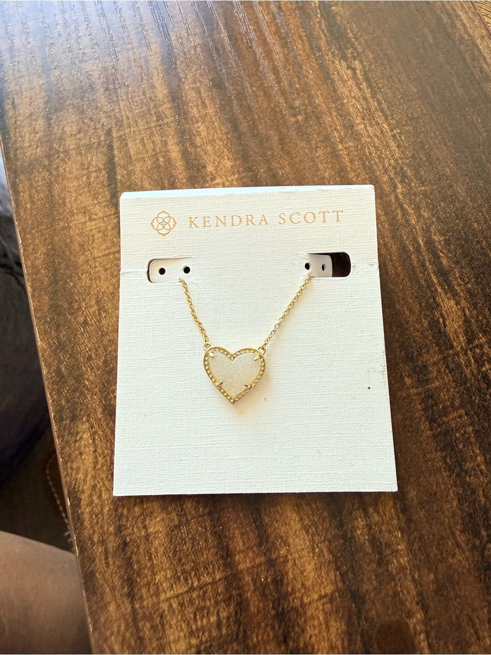 Kendra Scott Gold Heart Necklace with White Center